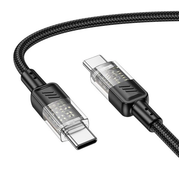 Coofbe Super Şarj 1Mt Örgü 60W Type-C Şarj Kablosu Xiaomi Samsung İphone 15 15 Pro Max Uyumlu Şarj