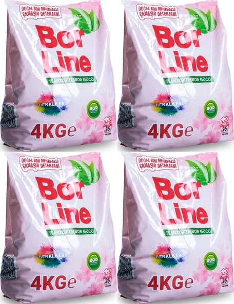 BorLine Matik Toz Çamaşır Deterjanı 16KG (Renkliler İçin) 104 Yıkama (4PK*4KG)