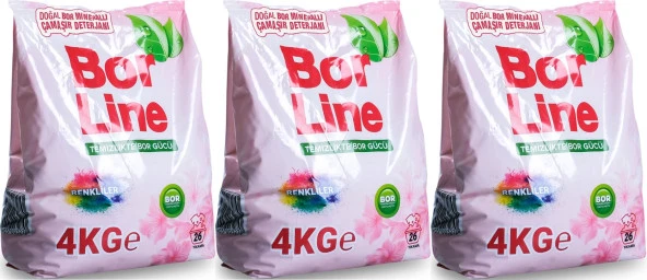 BorLine Matik Toz Çamaşır Deterjanı 12KG (Renkliler İçin) 78 Yıkama (3PK*4KG)