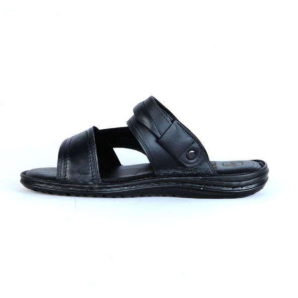 Moda Ayakkabı 01142 Siyah %100 Deri Yazlık Günlük Erkek Terlik - 5