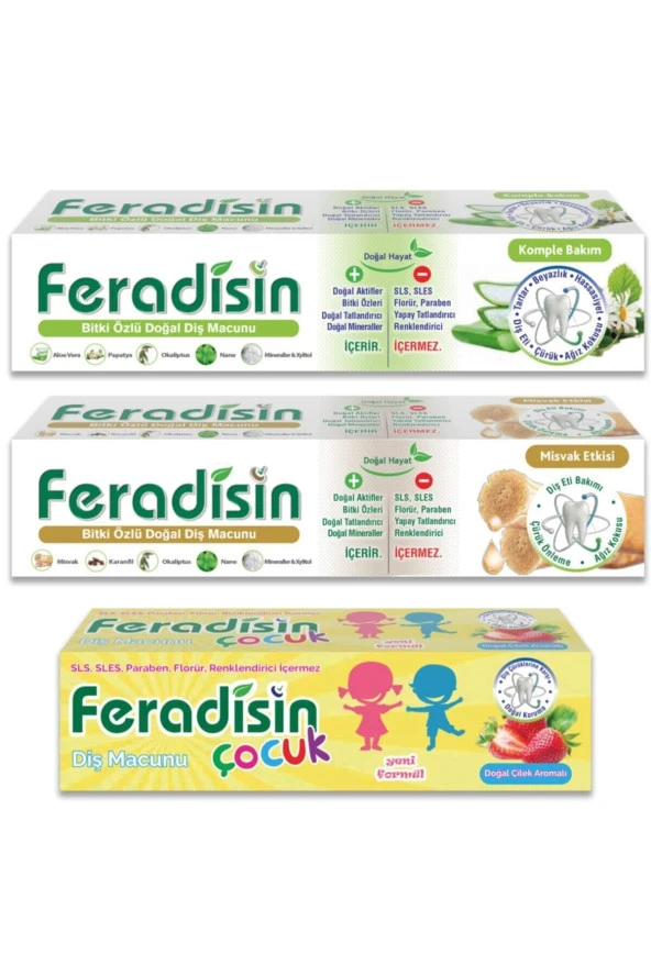 Feradisin Aile Diş Sağlığı Seti (2x75 Mı. Yetişkin 1x50 Ml Çocuk) Gimdes Helal Sertifikalı