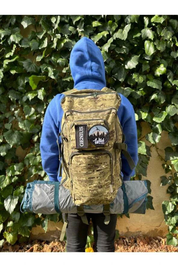 40 Lt Dağcı Outdoor Kamp Askeri Taktik Su Geçirmez Sırt Çantası 2 Adet Patch Hediyeli