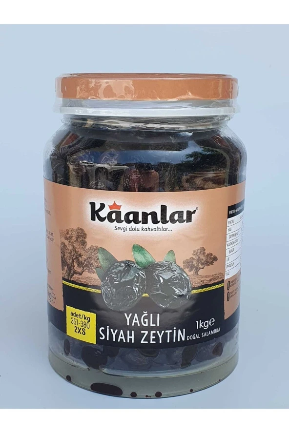 Kaanlar Doğal Salamura Yağlı Siyah Zeytin 1000 Gr