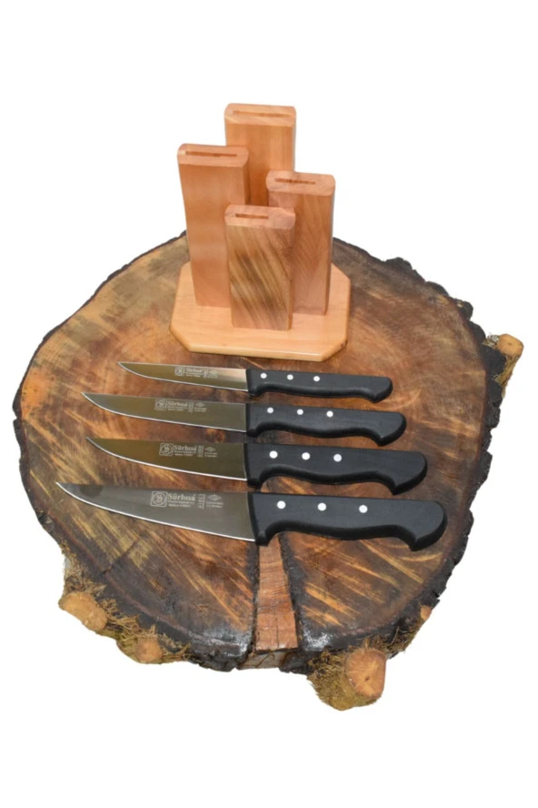 Dik Kütüklü Günlük Kullanım Mutfak Bıçak Seti ve Soyacak - Resim 3