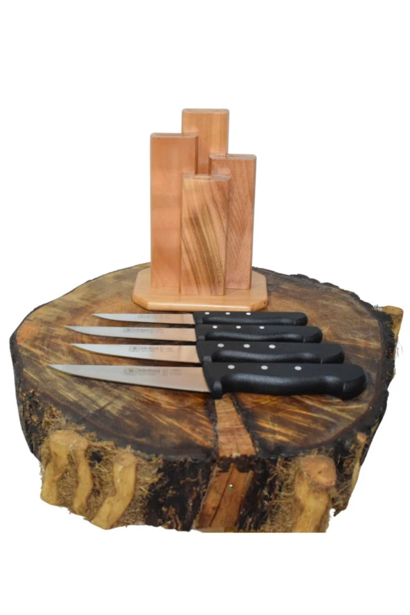 Dik Kütüklü Günlük Kullanım Mutfak Bıçak Seti ve Soyacak - Resim 6
