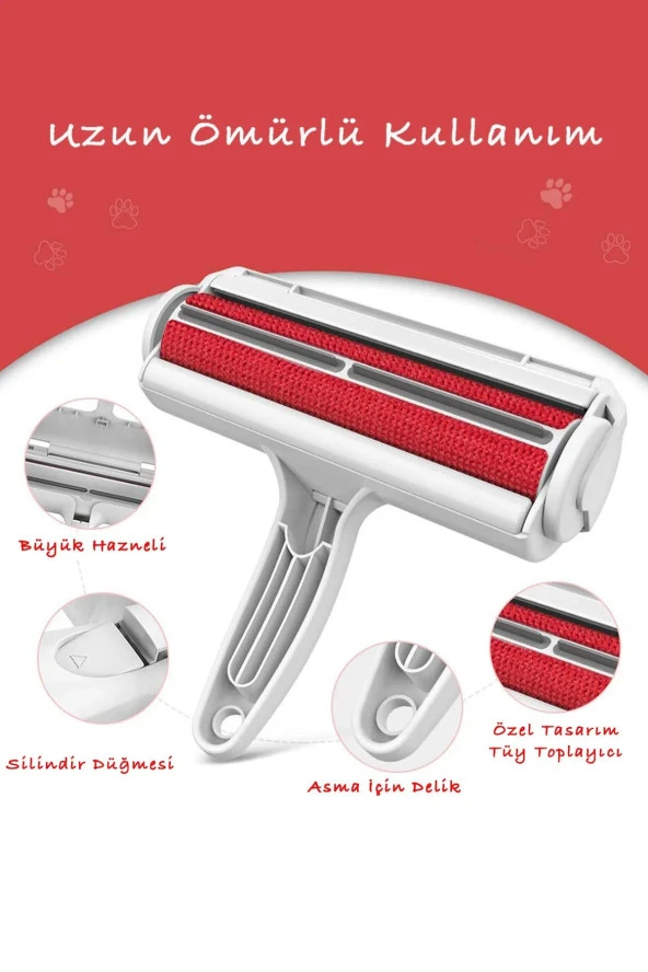 Hazneli Kedi Köpek Evcil Hayvan Kazak Kıyafet Elbise Halı Yatak Tüy Temizleyici Kıl Toz Toplayıcı - 4