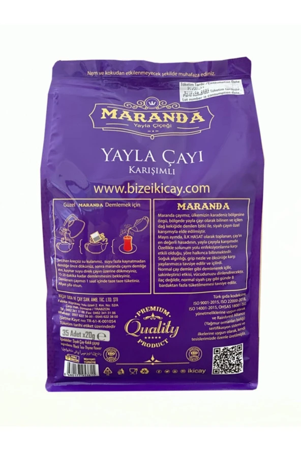 ikiçay Demlik Poşet Maranda Çayı(siyah Çay-yayla Çayı Karışımı) - 700gr - 2