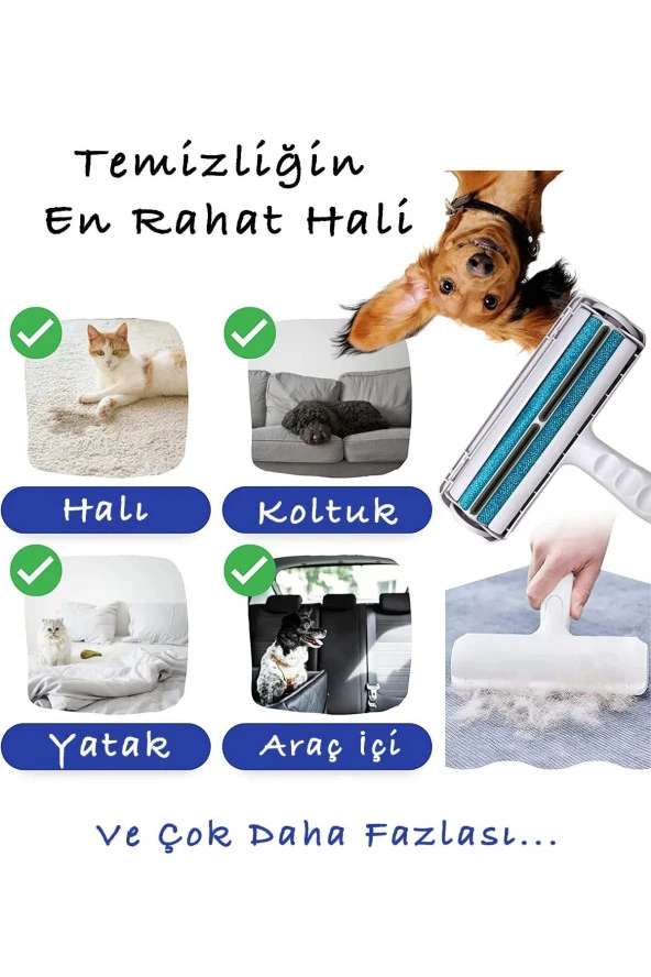 Hazneli Kedi Köpek Evcil Hayvan Kazak Kıyafet Elbise Halı Yatak Tüy Temizleyici Kıl Toz Toplayıcı