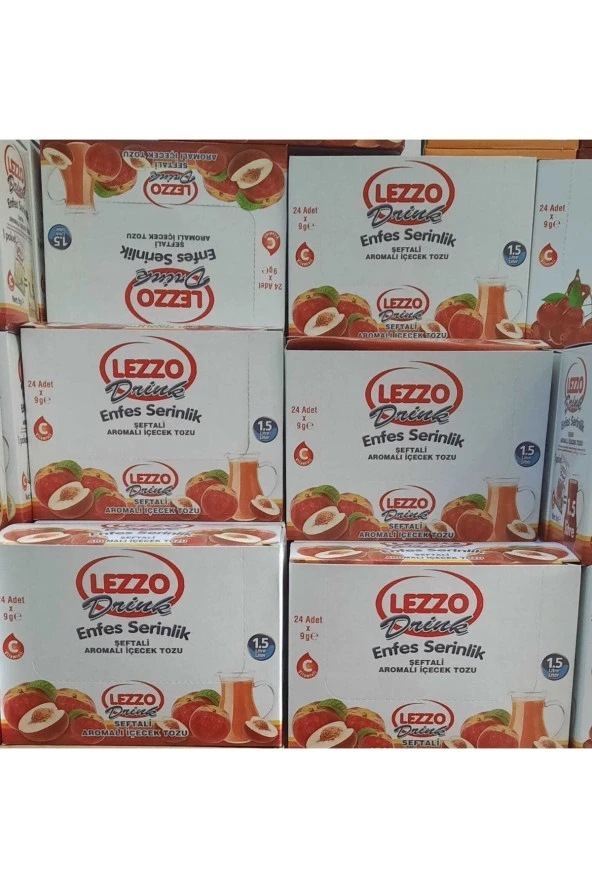 LEZZO Şeftali Aromalı Toz Içecek 24x9 gr 24 Paketli Koli