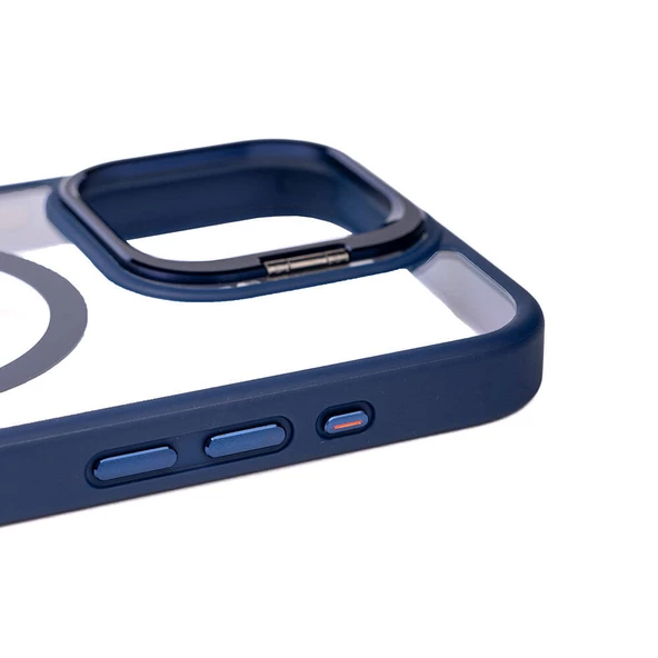 Vendas iPhone 15 Pro Kılıf Magsafe Wireless Şarj Özellikli Standlı Zore Magsafe Klon Lensli Kapak - 9