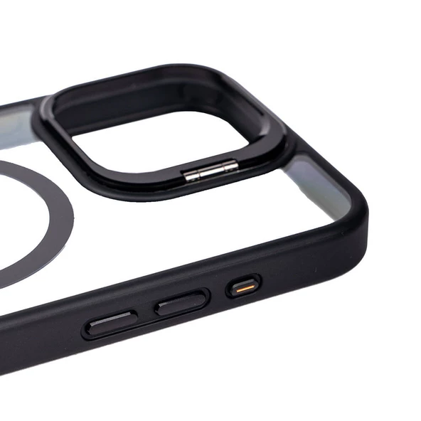 Vendas iPhone 15 Pro Kılıf Magsafe Wireless Şarj Özellikli Standlı Zore Magsafe Klon Lensli Kapak - 7