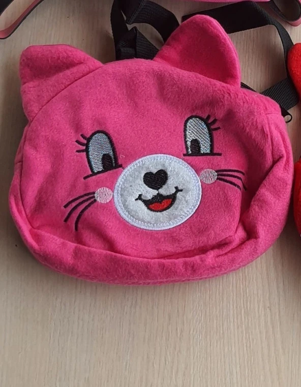 Küçük Boy  Kedi Peluş Sırt Çantası pembe