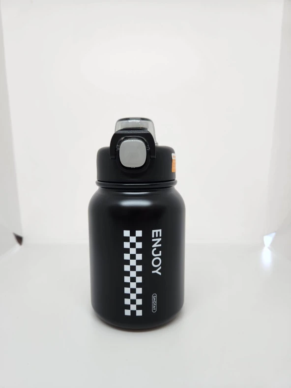 Shotay Hippo ST-8150 600ml Çelik Pipetli-Pipetsiz Kullanım Termos Matara Siyah