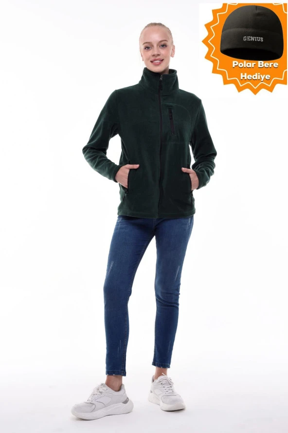 Store Kadın Polar Tam Fermuarlı Outdoor 3 Cepli Spor Polar Ceket KDN-PLR17