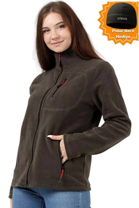 Store Kadın Polar Tam Fermuarlı Outdoor 3 Cepli Spor Polar Ceket