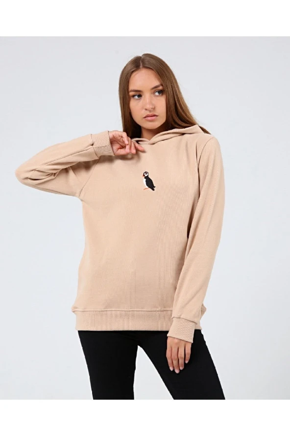 Store Kadın Selanik Outdoor Kapşonlu Sweatshirt Nakış Işlemeli Günlük Spor Sweatshirt