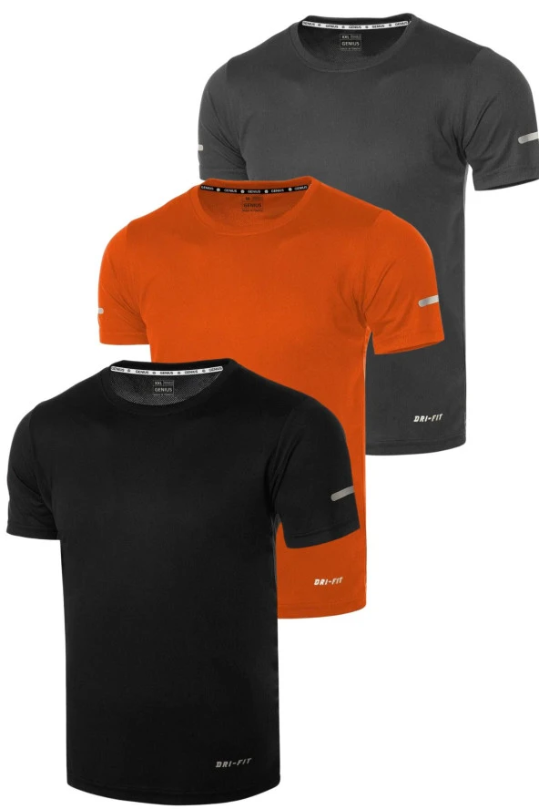 3'lü Erkek Nem Emici Hızlı Kuruma Atletik Teknik Performans Spor T-shirt DRIFIT-KISAKOL3