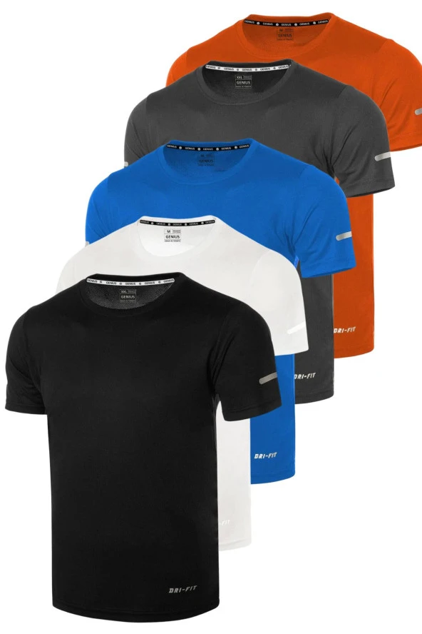 5'li Erkek Nem Emici Hızlı Kuruma Atletik Teknik Performans Spor T-shirt DRIFIT-KISAKOL5