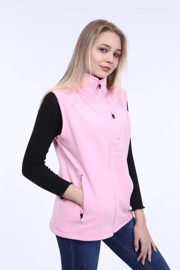 Store Kadın Polar Yelek Tam Fermuarlı Outdoor Spor Yelek 3cepli - 3