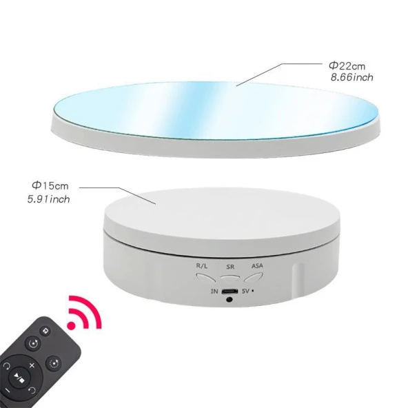 2in1 Aynalı 360°Dönen Uzaktan Kumandalı Sunum Standı 10 KG - 5