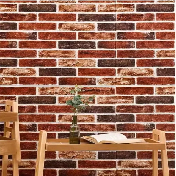 Renkli Duvarlar Kendinden Yapışkanlı Çok Renkli Taş Tuğla Desen Salon Ofis Duvar Kağıdı Paneli 70x35cm 1 Adet W149 ürün görseli