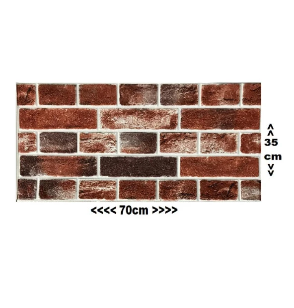 Renkli Duvarlar Kendinden Yapışkanlı Çok Renkli Taş Tuğla Desen Salon Ofis Duvar Kağıdı Paneli 70x35cm 1 Adet W149 - Resim 2