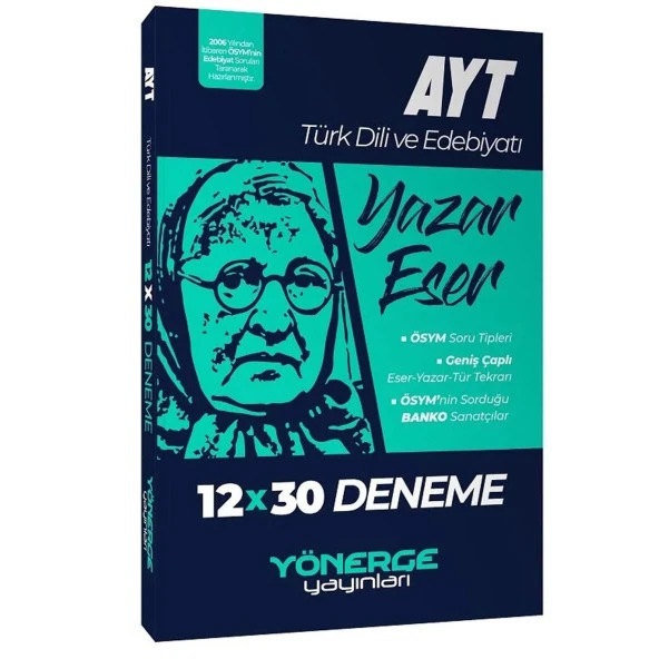 Yönerge Yayınları YKS AYT Türk Dili ve Edebiyatı Yazar Eser 12x30 Deneme