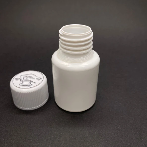 60 cc Tablet Şişesi  - Kilitli Kapaklı- 60ml İlaç Şişe- x 10 Adet - Resim 2