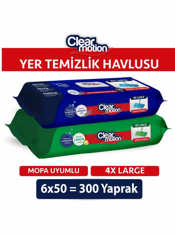 Pure Baby Clear Motion Yer Temizlik Havlusu(6x50) 300 Yaprak