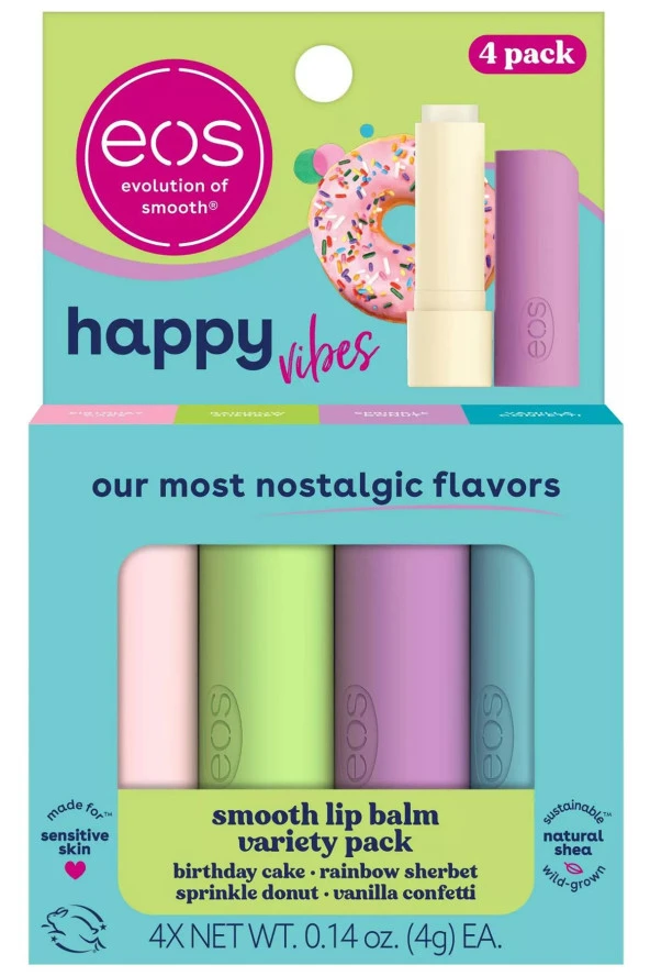 EOS Lip Balm Happy Vibes Dudak Balsamı Çeşit Paketi 4 Adet
