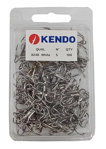 Kendo Treble 3'lü Olta İğnesi 8248 Beyaz Krom Çelik Üçlü İğne - 4