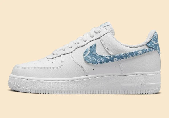 Nike Air Force 1 White Blue Paisley Kadın Spor Ayakkabı