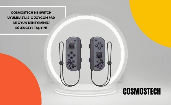 Cosmostech NS Switch Uyumlu 2'li J-C Joycon PAD Controller Gamepad Oyun Kolu Gri Desenli - 6
