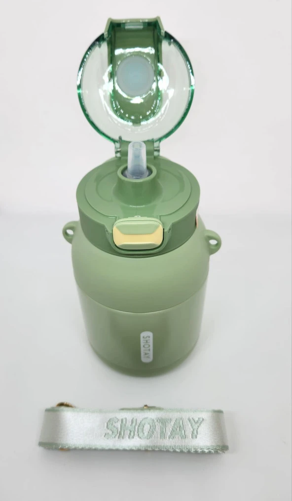 Shotay Dome ST-8081 800ml Çelik Pipetli-Pipetsiz Kullanım Termos Matara Yeşil - Resim 2