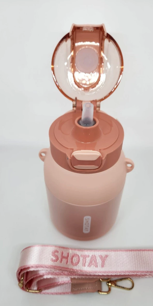Shotay Dome ST-8081 800ml Çelik Pipetli-Pipetsiz Kullanım Termos Matara Pembe - 2