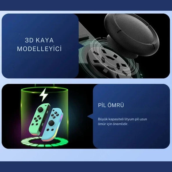 Cosmostech NS Switch Uyumlu 2'li J-C Joycon PAD Controller Gamepad Oyun Kolu Turkuaz-Yeşil - Resim 3