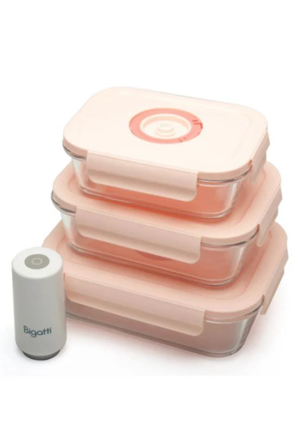 Bigatti Senna 04P0 4'lü Vakumlu Saklama Kabı Seti Pembe - 2