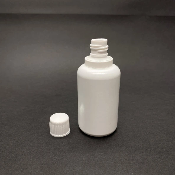 50 cc PE Plastik Şişe  - Mat Beyaz Kilitli Kapaklı- 50ml Kapaklı Plastik Şişe- x 10 Adet - Resim 2