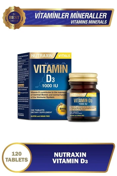 Nutraxin D3 Vitamin 1000 IU 120 Tablet - SKT:01/2028
