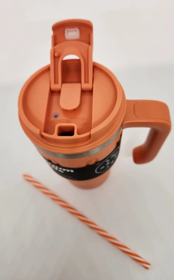 Shotay Handle Mug ST-8169 680ml Pipetli-Pipetsiz Kullanım Termos Bardak Turuncu - 2