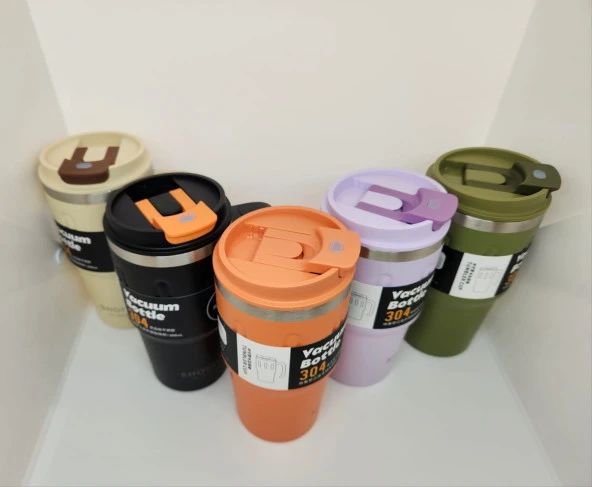 Shotay Handle Mug ST-8169 680ml Pipetli-Pipetsiz Kullanım Termos Bardak Turuncu - 7