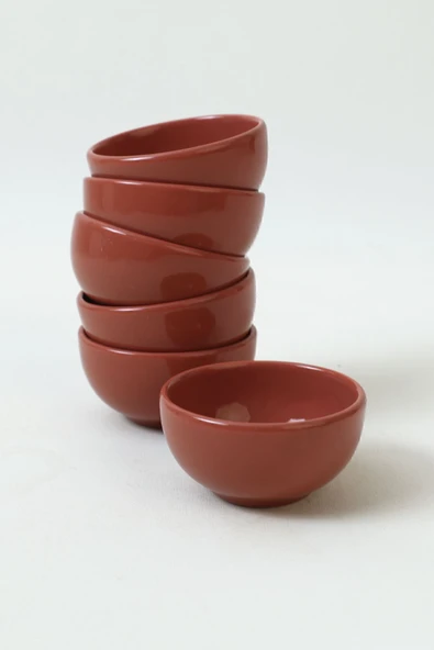 Keramika Kızıl Kahve Bulut Mini Çerezlik / Sosluk 8 Cm 6 Adet 607 - 6