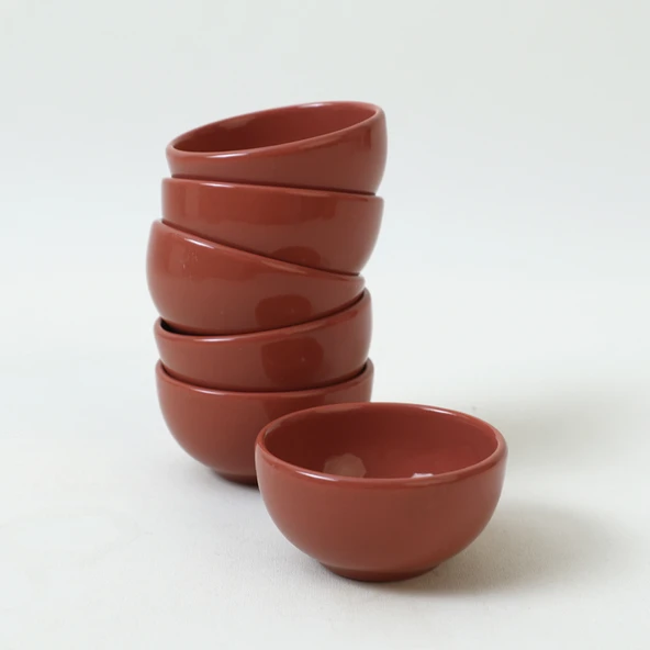 Keramika Kızıl Kahve Bulut Mini Çerezlik / Sosluk 8 Cm 6 Adet 607 - 9