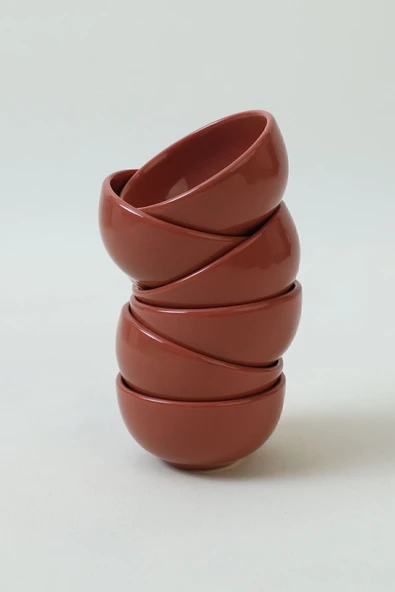 Keramika Kızıl Kahve Bulut Mini Çerezlik / Sosluk 8 Cm 6 Adet 607 - 7