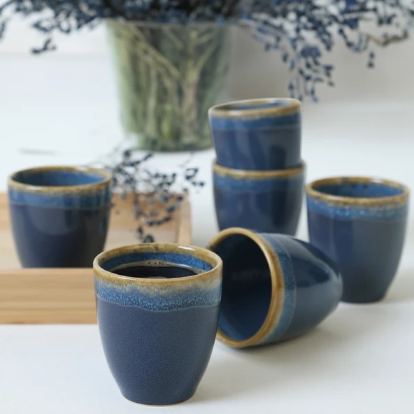 Keramika Shizen Mavi Latte Kupa 8 Cm 6 Adet Q39 - 2