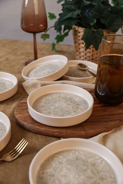 Keramika Keraart Groundlace Stackable Çerezlik / Sosluk 14 Cm 6 Adet 21501 - Resim 2