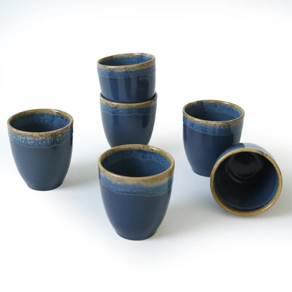 Keramika Shizen Mavi Latte Kupa 8 Cm 6 Adet Q39 - 6