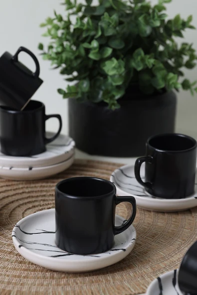 Keramika Keraart Mermer Kahve Takımı 12 Parça 6 Kişilik 17951 - Resim 2