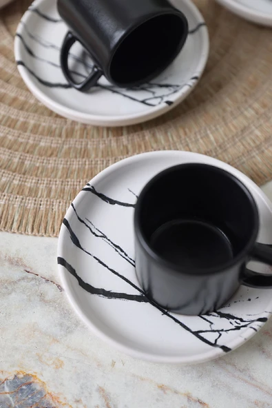 Keramika Keraart Mermer Kahve Takımı 12 Parça 6 Kişilik 17951 - Resim 4