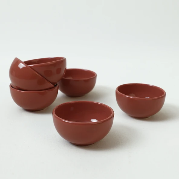 Keramika Kızıl Kahve Bulut Mini Çerezlik / Sosluk 8 Cm 6 Adet 607 - 7
